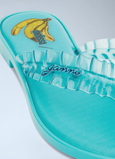 LN-CC® - GANNI x Melissa: Ruffled Strap Flip Flops - Blue GANNI x Melissa Ruffled Strap Flip Flops Blue gan0265025