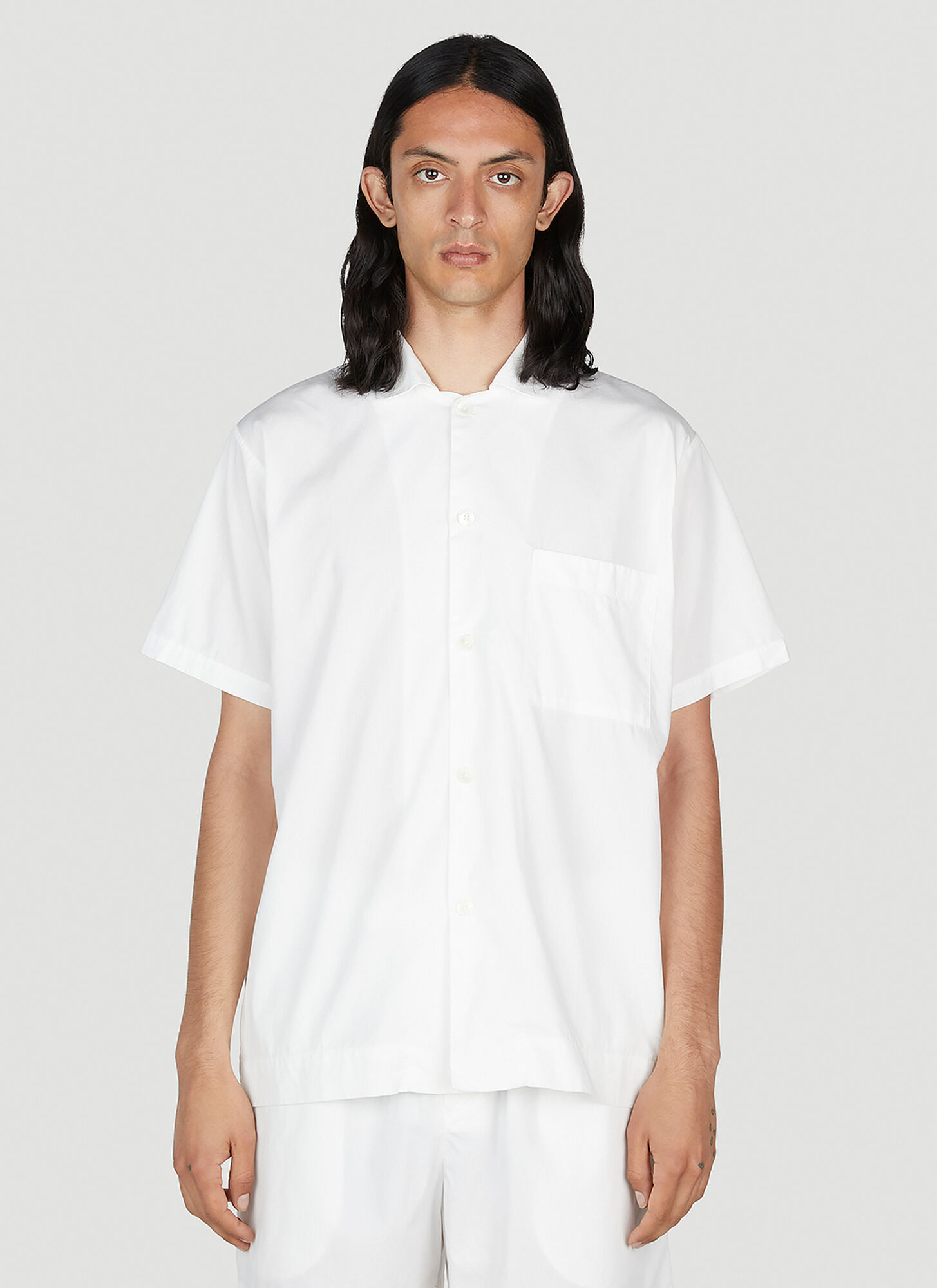 Tekla Classic Short Sleeve Pyjama Shirt Unisex White