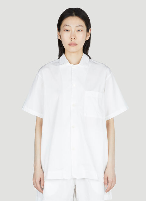Tekla Classic Short Sleeve Pyjama Shirt Cream tek0355006