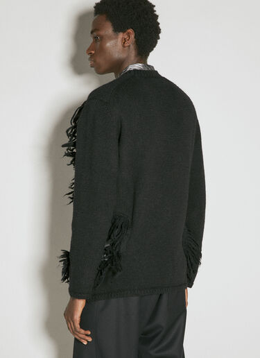 Comme des Garçons Homme Plus Cut-Out Wool Sweater With Tassle Edge Black hpl0154010