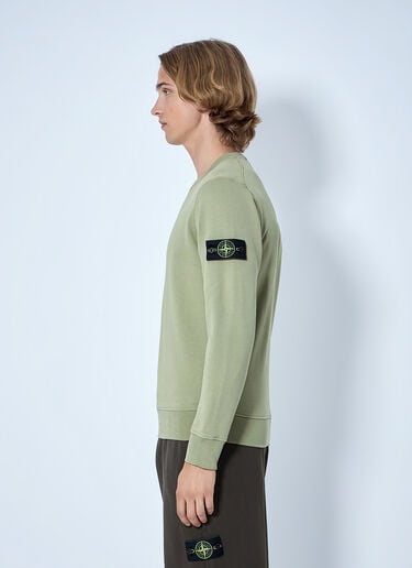 LN-CC® - Stone Island: Crewneck Sweatshirt with Arm Patch - Green Stone Island Crewneck Sweatshirt with Arm Patch Green sto0165046
