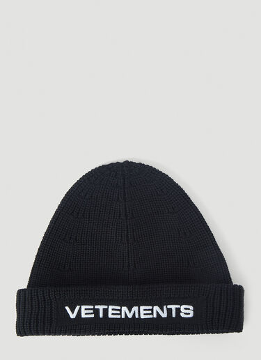 Vetements Logo Beanie Hat Black vet0146028