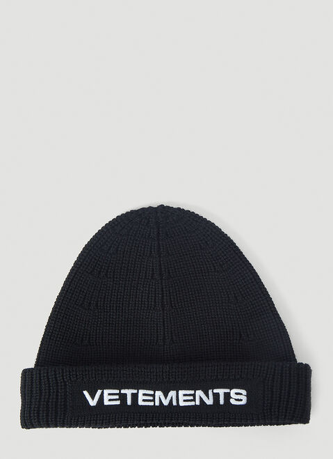 Vetements Logo Beanie Hat Silver vet0154016