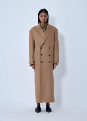 Saint Laurent Brushed Cashmere-And-Wool-Blend Coat Brown sla0261027