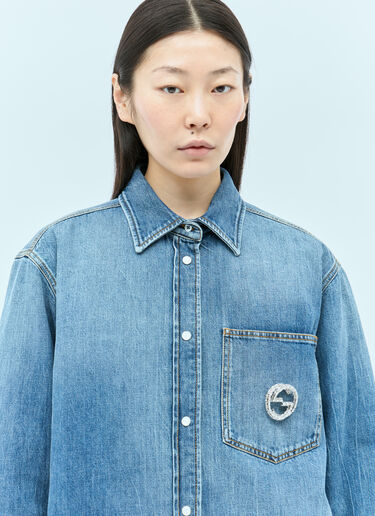 Gucci Washed Organic Denim Shirt Blue guc0255004