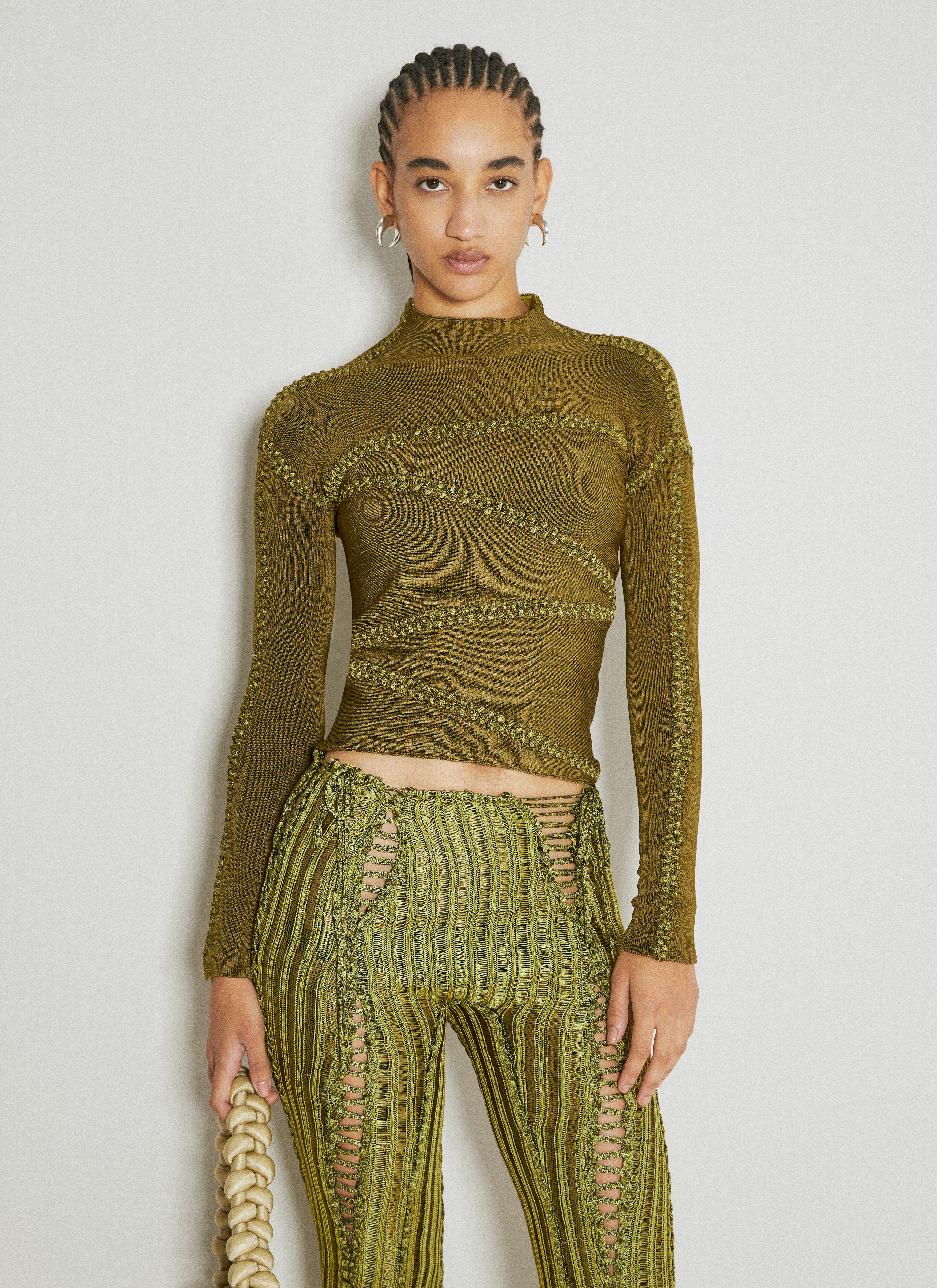 Isa Boulder Women's' Jigsaw High Neck Knit Top in Green | LN-CC®