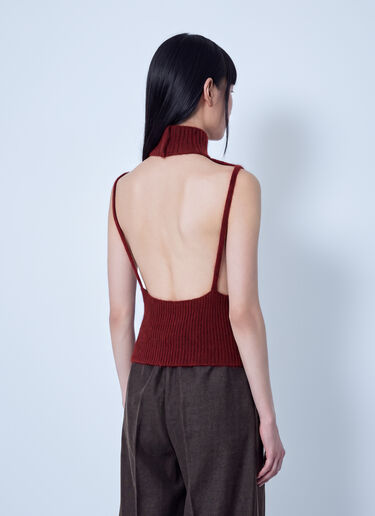 LN-CC® - Max Mara: Ribbed Sleeveless Turtleneck Top - Bordeaux Max Mara Ribbed Sleeveless Turtleneck Top Bordeaux max0266217