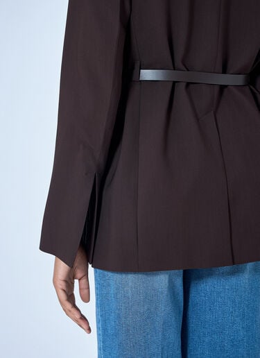 LN-CC® - Sportmax: Asymmetric Buckle Blazer - Brown Sportmax Asymmetric Buckle Blazer Brown spx0265007