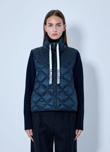LN-CC® - Max Mara: Quilted Gilet with Drawstring Collar - Navy Max Mara Quilted Gilet with Drawstring Collar Navy max0266152