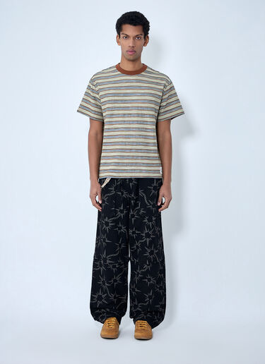 Brain Dead Striped Crewneck T-Shirt Beige bra0162006