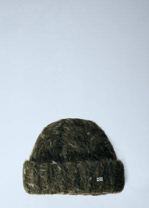 GANNI Handknit Cable Beanie XXL Green gan0266002