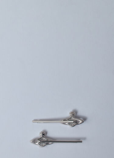 Vivienne Westwood Mini Bas Relief Bobby Pin Silver vvw0260044