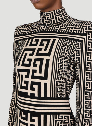 Monogram Knit Mini Dress Balmain Monogram Knit Mini Dress Black bln0253012