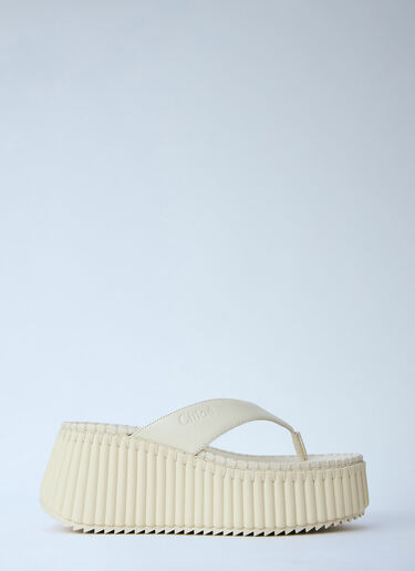 LN-CC® - Chloé: Nama Wedge Sandals - White Chloé Nama Wedge Sandals White chl0265040
