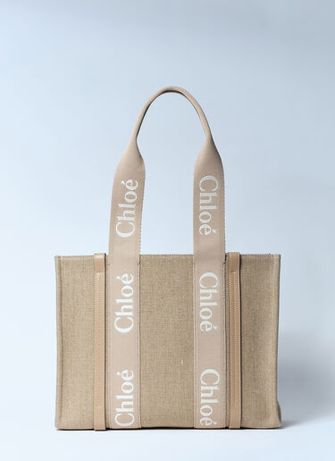 Chloé Medium Woody Tote Bag Beige chl0259043