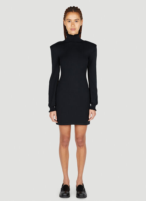 GANNI Ruffled Neck Dress Black gan0251023
