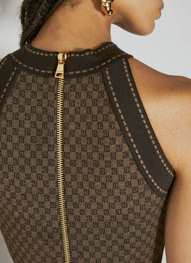 Balmain Mini Monogram Knit Tank Top Brown bln0254001