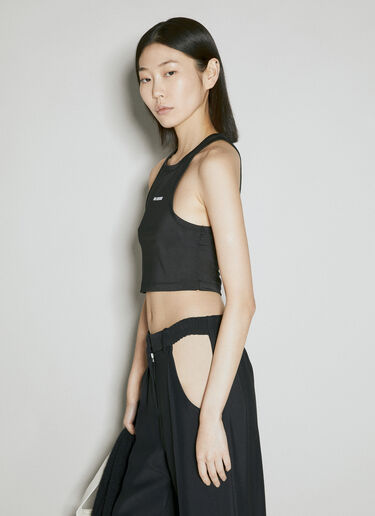 ロゴプリント ストレッチジャージー クロップレーサートップス Han Kjøbenhavn ロゴプリント ストレッチジャージー クロップレーサートップス ブラック han0254006