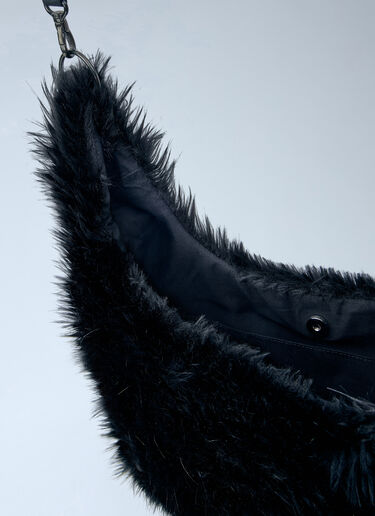 LN-CC® - Yohji Yamamoto: 3 Way Shoulder Strap Fur Bag - Black Yohji Yamamoto 3 Way Shoulder Strap Fur Bag Black yoy0263011