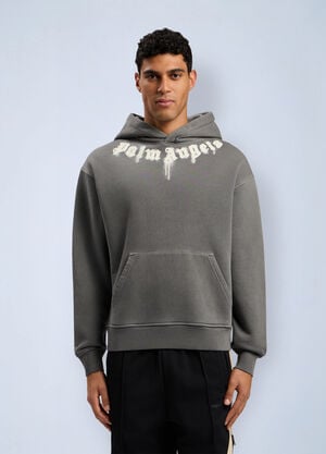 Palm Angels Neck Logo Regular Hooded Sweatshirt Grey pma0162052