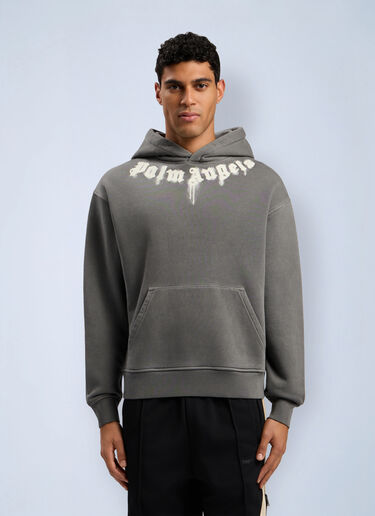 Neck Logo Regular Hooded Sweatshirt Palm Angels Neck Logo Regular Hooded Sweatshirt Grey pma0162052