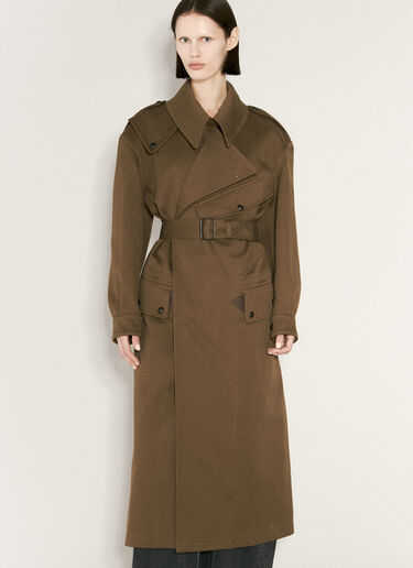 Saint Laurent Twill Trench Coat Brown sla0256007