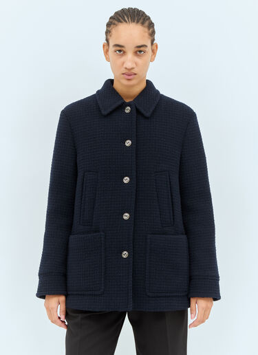 Gucci 格纹圈绒羊毛夹克  黑色 guc0257040