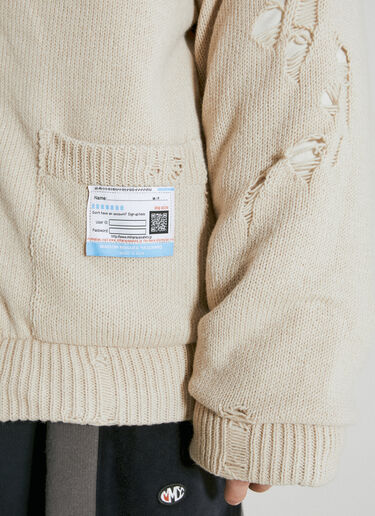 パッド入りディストレス加工ニットカーディガン Maison Mihara Yasuhiro パッド入りディストレス加工ニットカーディガン ベージュ mmy0154002