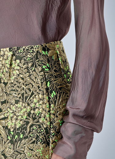 Dries Van Noten Floral Jacquard A-Line Midi Skirt Gold dvn0266025