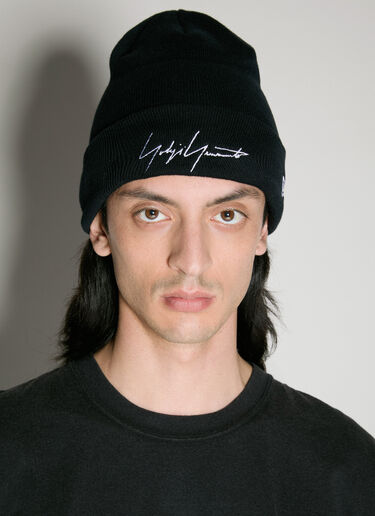 Yohji Yamamoto Logo Embroidery Beanie Hat Black yoy0154019