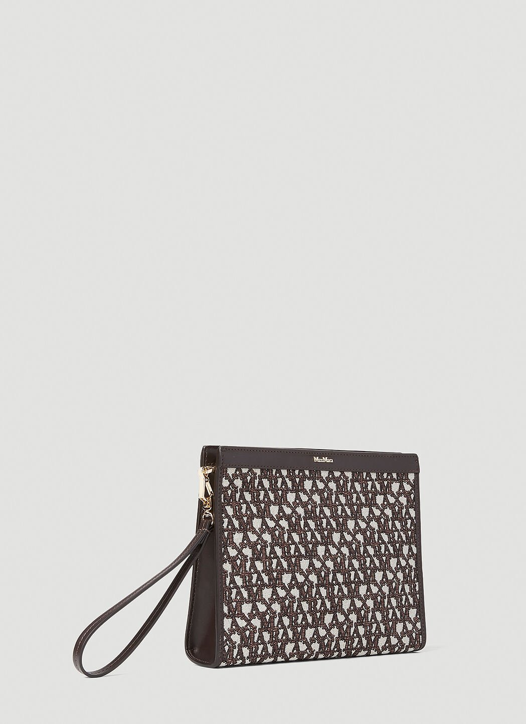 Max Mara Jacquard Logo Clutch in Brown LN CC