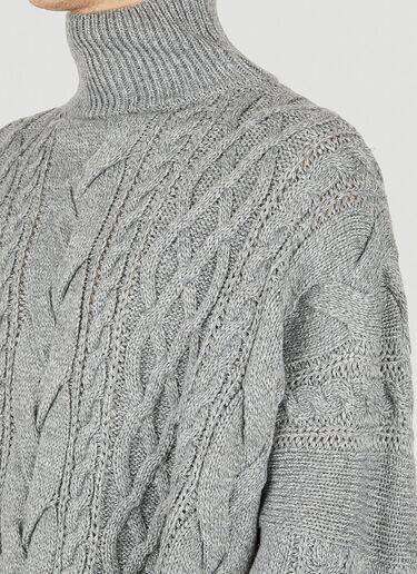 Sulvam Cable Knit Jumper Dark Grey sul0150011