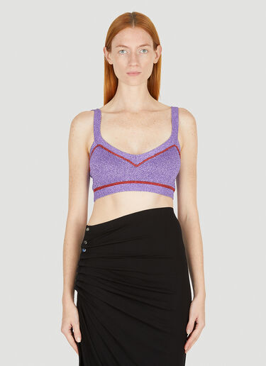 Rabanne Metallic Knit Crop Top Purple pac0251009