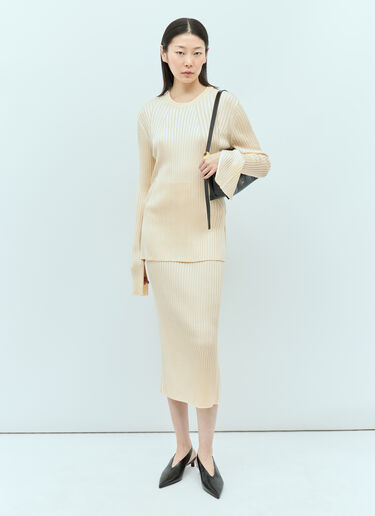 Jil Sander Rib Knit Midi Skirt Beige jil0255017