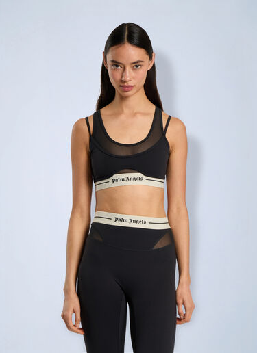 LN-CC® - Palm Angels: Logo Mix Layer Active Top - Black Palm Angels Logo Mix Layer Active Top Black pma0266230