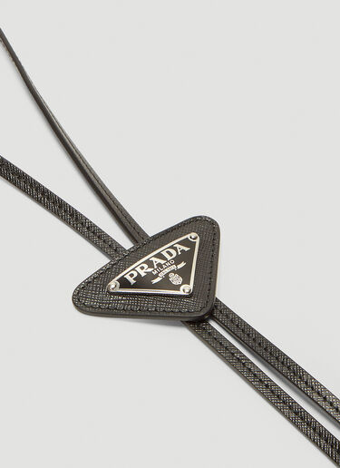 Prada Logo-plaque Saffiano-leather Bolo Tie in Black for Men