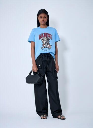 GANNI Logo Motif T-Shirt Blue gan0263002