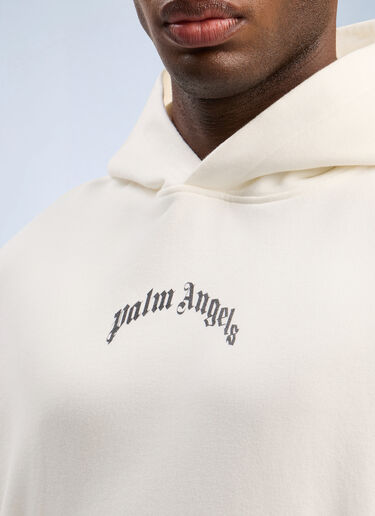 Back Curved Logo Loose Hooded Sweatshirt Palm Angels Back Curved Logo Loose Hooded Sweatshirt White pma0162090