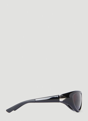 Bottega Veneta 타원형 랩 어라운드 선글라스 블랙 bov0352006