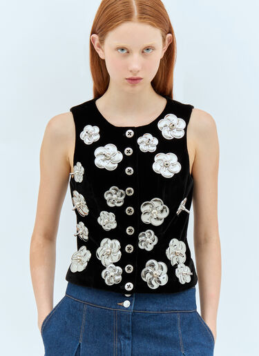 Chopova Lowena Embellished Velvet Vest Black cho0258002