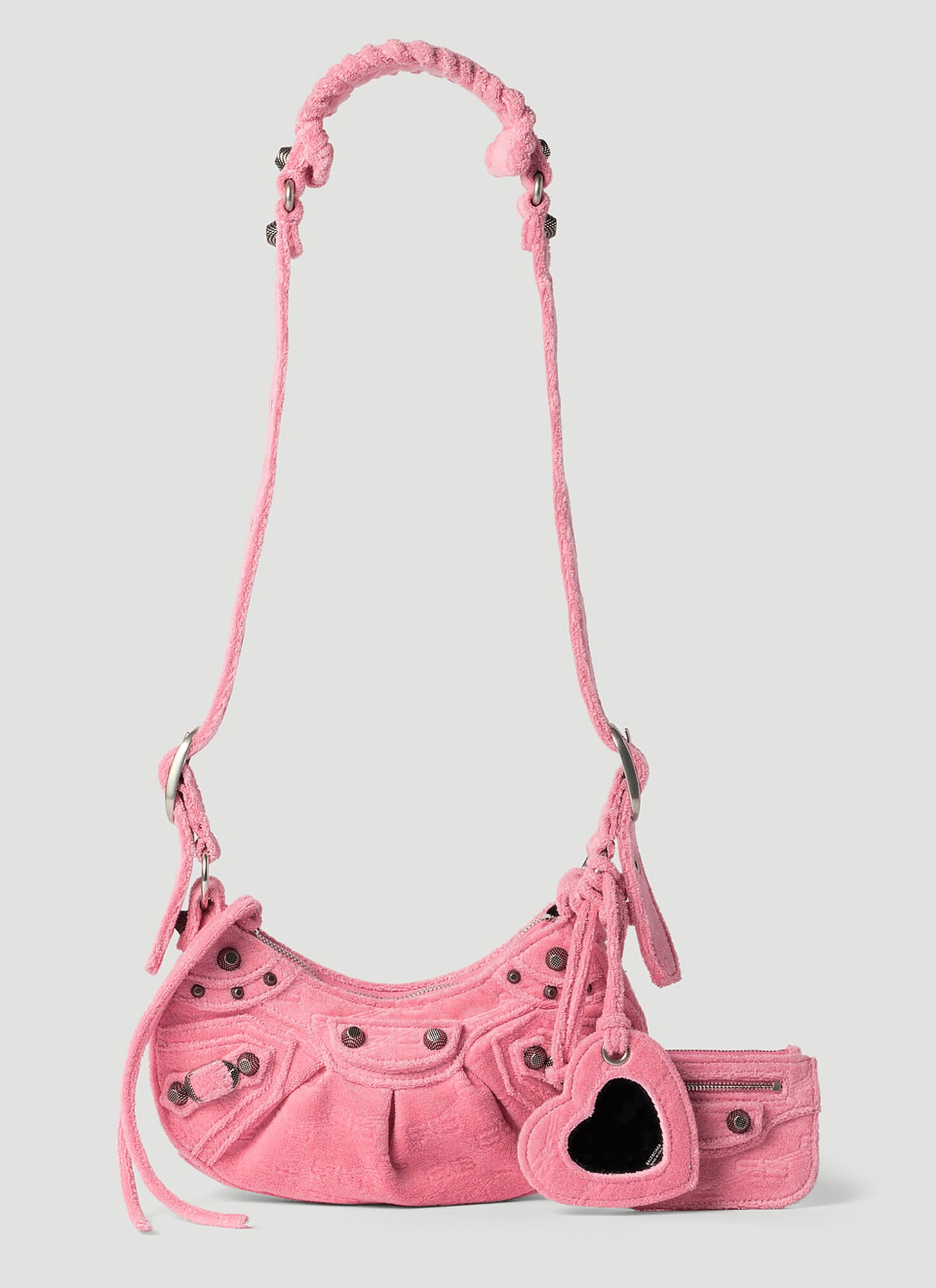 Balenciaga Le Cagole Xs Velour Shoulder Bag In Pink