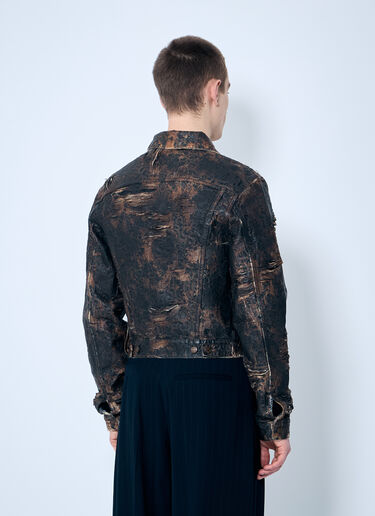 Acne Studios Distressed Monogram Denim Jacket Brown acn0160005