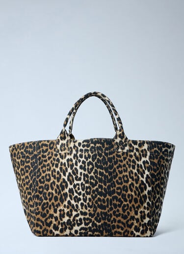 GANNI XXL Shopper Tote Bag Brown gan0263049