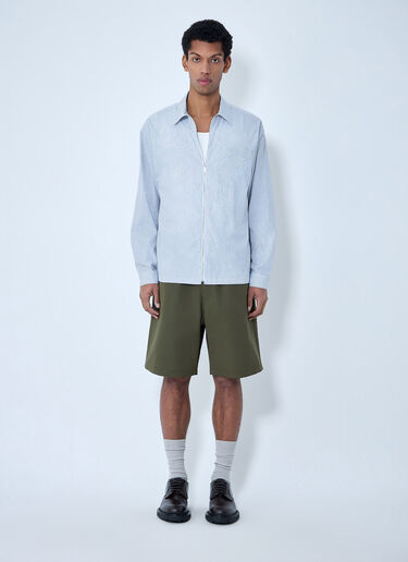 Prada Zip-Front Stripe Shirt Blue pra0164033