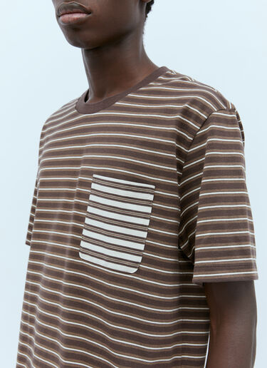 Thom Browne Logo Patch Stripe T-Shirt Brown thb0153005