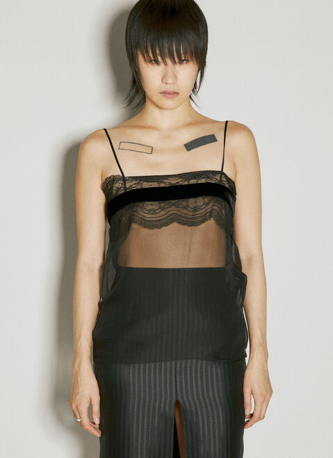 Saint Laurent Lingerie Silk Top Black sla0254043