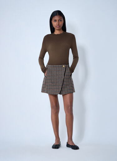 GANNI Wool-Blend Check Mini Skirt Brown gan0261013