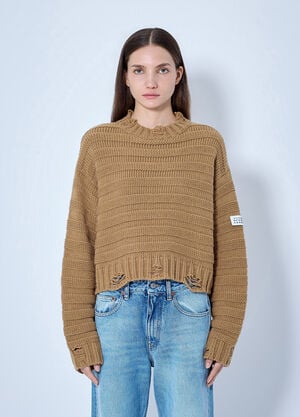 MM6 Maison Margiela Ribbed Knit Sweater Brown mmm0265006