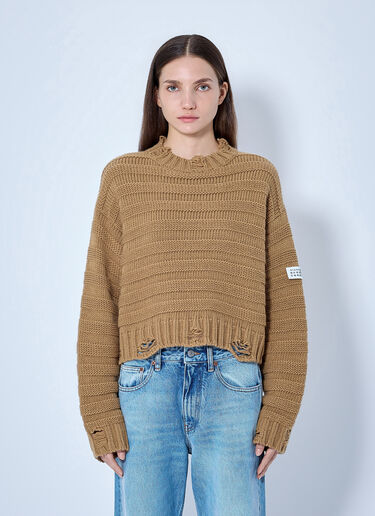 MM6 Maison Margiela Ribbed Knit Sweater Brown mmm0265006