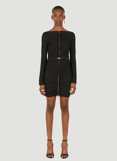 Versace Zip Front Ruched Mini Dress Black vrs0249009